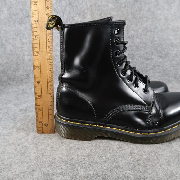 Dr Martens Shoes Womens 7 Boots Combat Classic Black 1460W 8 Eye Lace Up Chunky - Picture 16 of 16